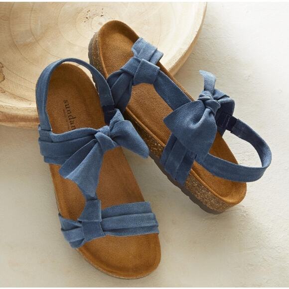 NIB Womens Sundance Suede Tigerlily Strappy Comfort Sandals Blue Size 37 US 6.5 - Picture 1 of 6